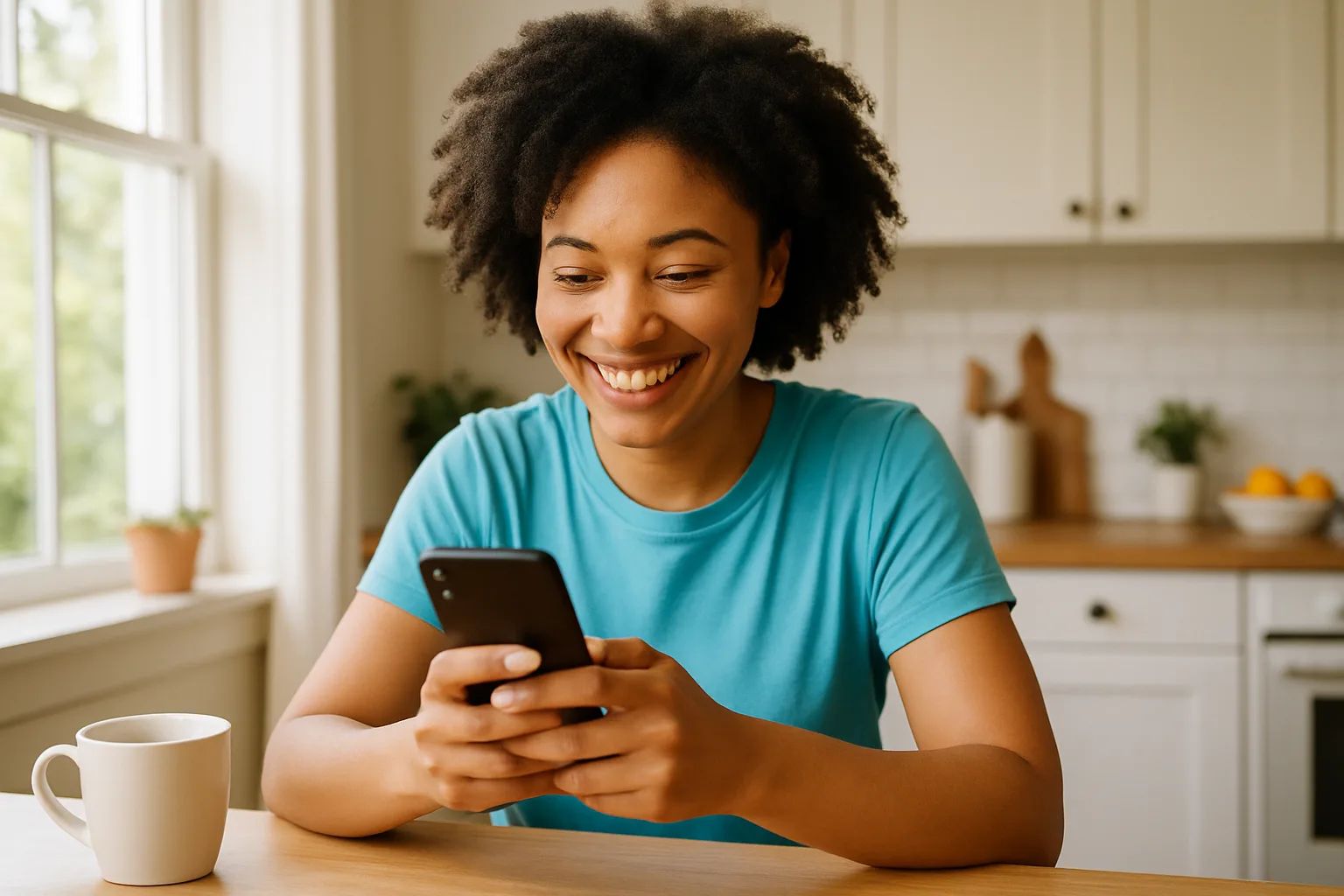 Person smiling while messaging on a smartphone — start dating in Cumbria